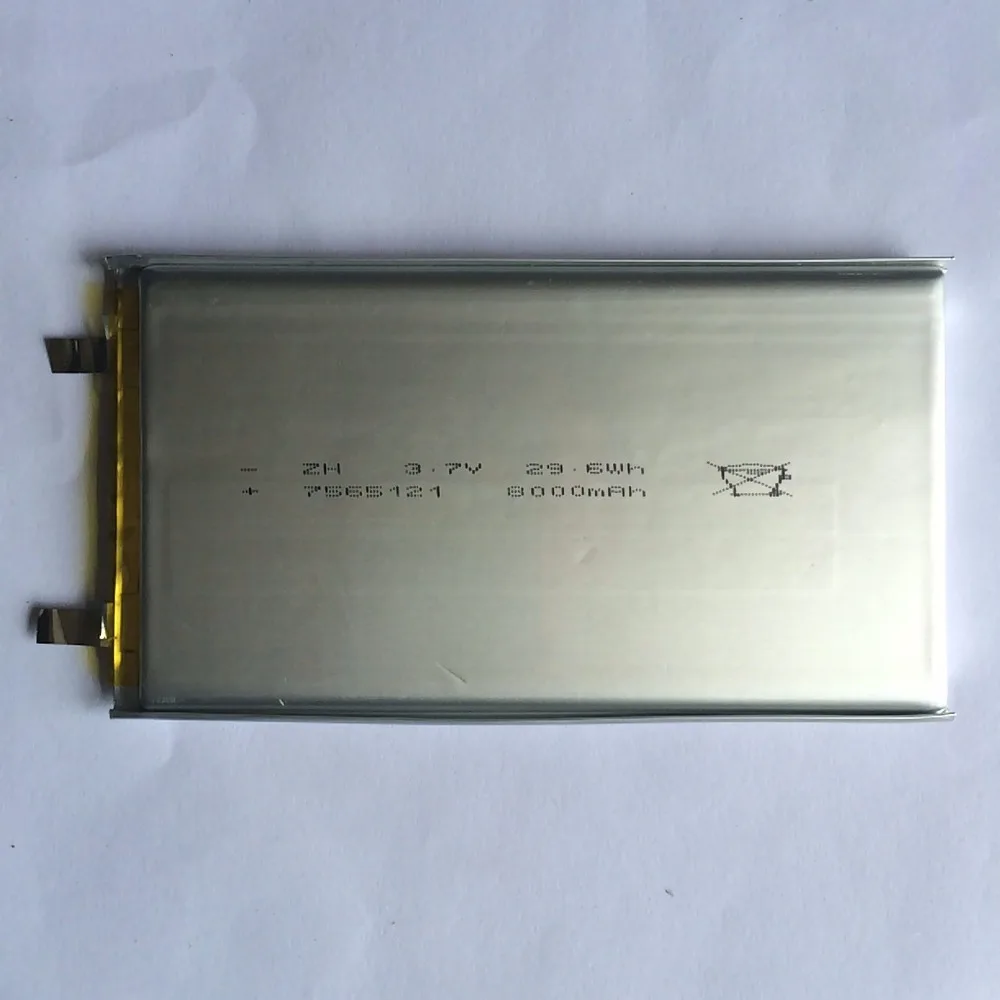 8000mAh 7565121 3.7V lithium polymer lipo battery rechargeable li ion cell for E-Book GPS PSP DVD Power bank Tablet PC
8000mAh 7565121 3.7V lithium polymer lipo battery rechargeable li ion cell for E-Book GPS PSP DVD Power bank Tablet PC