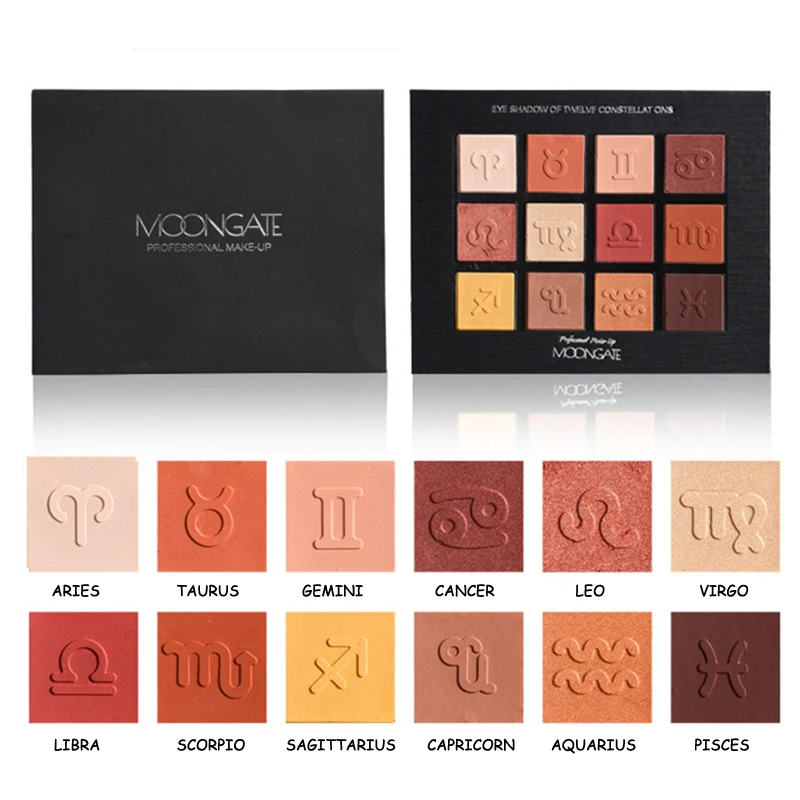 12 Zodiac Sign Charming Eyeshadow 12 Color Palette Make up Palette Matte Shimmer Pigmented Twelve Constellation Eye Shadow
12 Zodiac Sign Charming Eyeshadow 12 Color Palette Make up Palette Matte Shimmer Pigmented Twelve Constellation Eye Shadow