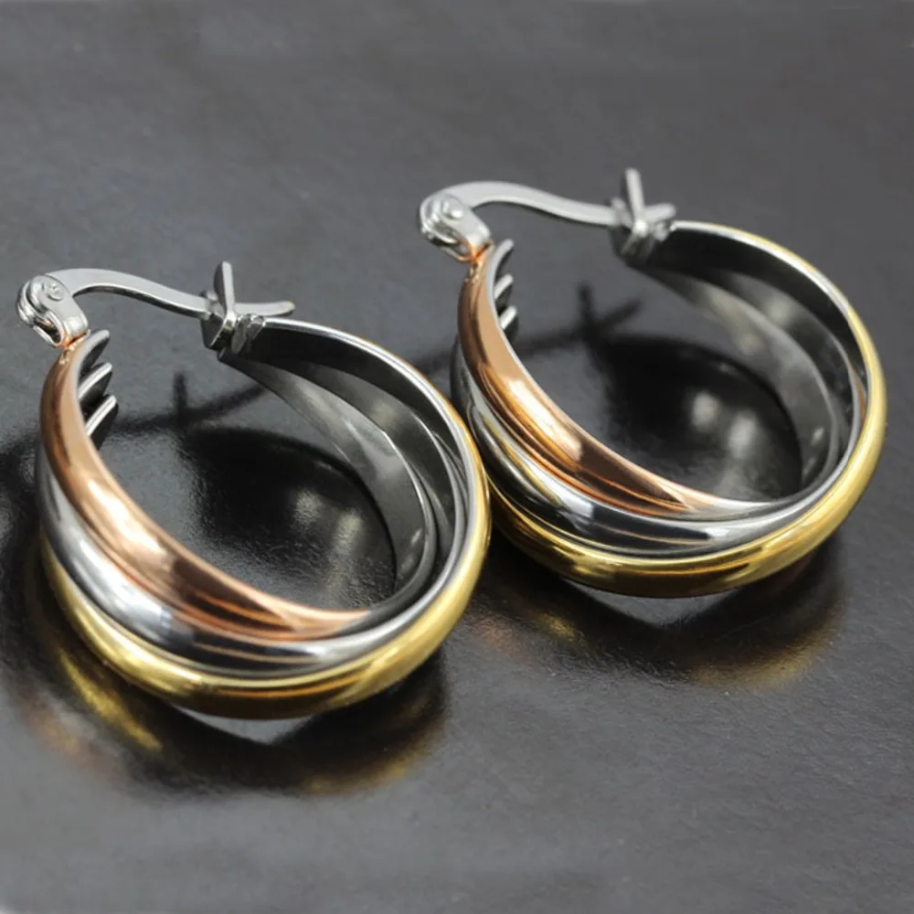 New Fashion Earrings Punk Simple Gold/Silver/Black Three Stranded Rope Circle Earrings For Ladies Girls Jewelry Gifts Wholesale
New Fashion Earrings Punk Simple Gold/Silver/Black Three Stranded Rope Circle Earrings For Ladies Girls Jewelry Gifts Wholesale