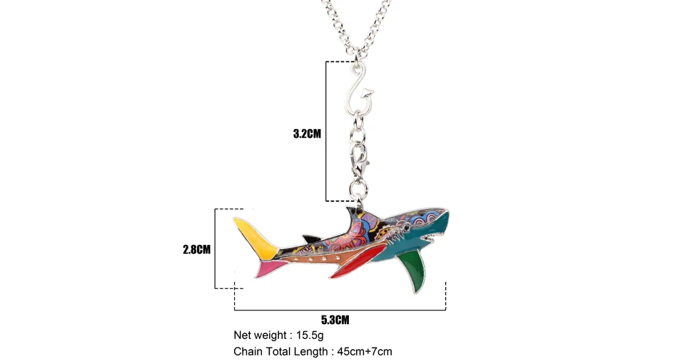 "Color Shark" Metal Shark Necklace 13