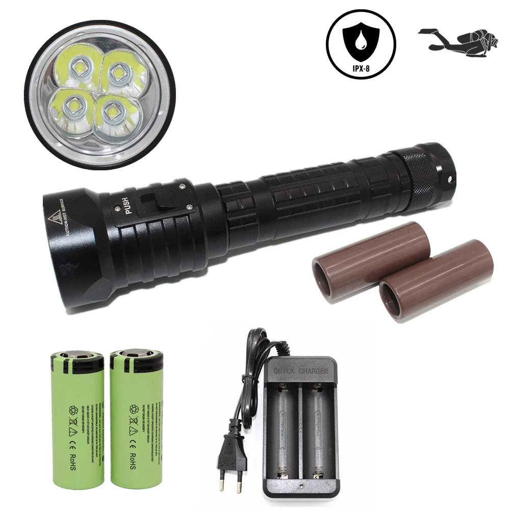 Scuba diving flashlight DX4S Underwater hunting torch waterproof dive lamp 4*XM-L2 white light 18650/26650 LED torch
Scuba diving flashlight DX4S Underwater hunting torch waterproof dive lamp 4*XM-L2 white light 18650/26650 LED torch