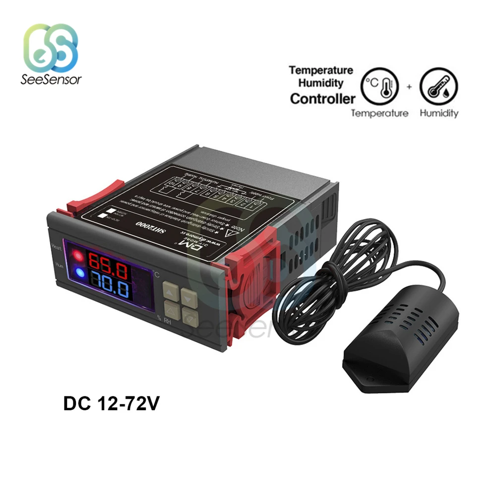 SHT2000 DC 12-72V 10A Digital Temperature Humidity Controller Home Fridge Thermostat Humidistat Thermometer Hygrometer
SHT2000 DC 12-72V 10A Digital Temperature Humidity Controller Home Fridge Thermostat Humidistat Thermometer Hygrometer