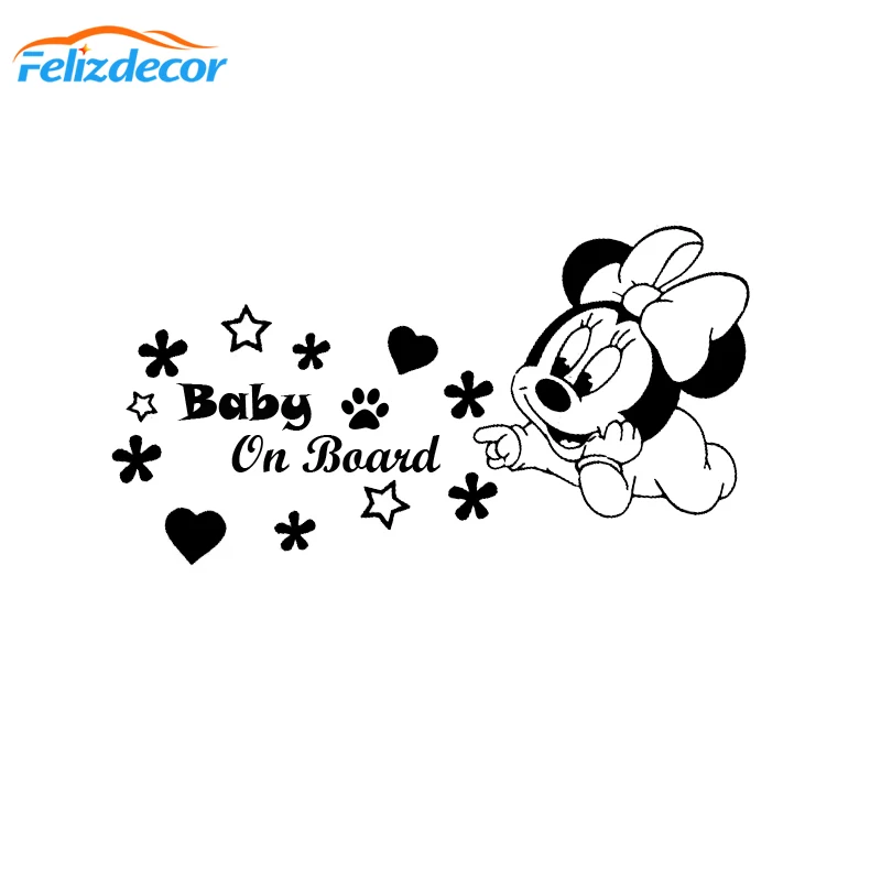 19*10cm Baby Girl Minnie Mouse Vinyl Car Decals Baby On Board Sign Sticker Car Window Decor White Black L804
19*10cm Baby Girl Minnie Mouse Vinyl Car Decals Baby On Board Sign Sticker Car Window Decor White Black L804