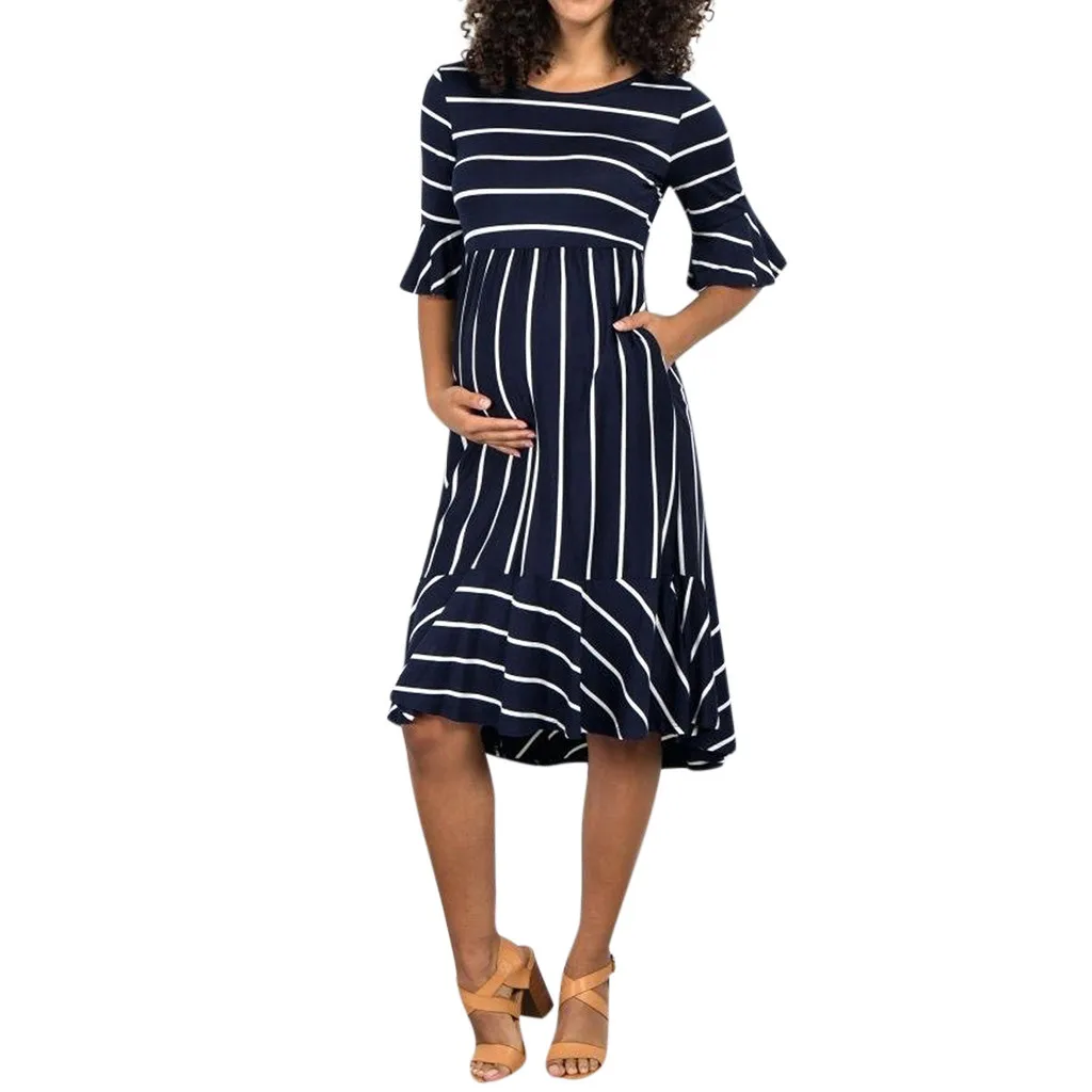 Women Maternity Dresses Short Sleeve Stripe Nursing Dress Nightdress Breastfeeding Clothes Pregnancy Dress Hamile Elbise
Women Maternity Dresses Short Sleeve Stripe Nursing Dress Nightdress Breastfeeding Clothes Pregnancy Dress Hamile Elbise