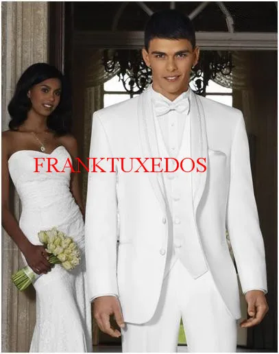 Gorgeous white Custom made prom two Button single breasted wedding suits for men formal Tuxedo (Jacket+Pants+Vest+Tie)
Gorgeous white Custom made prom two Button single breasted wedding suits for men formal Tuxedo (Jacket+Pants+Vest+Tie)