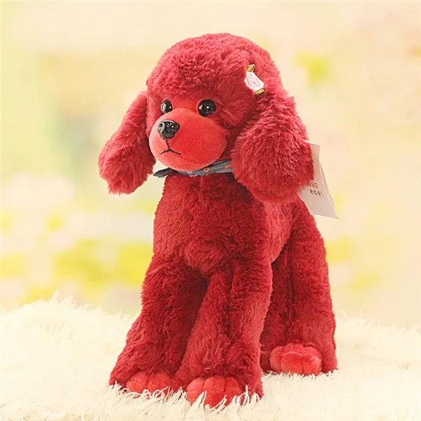Cute Dog plush toys Poodle Bichon Frise puppy stuffed warm animal toys - Red 2
