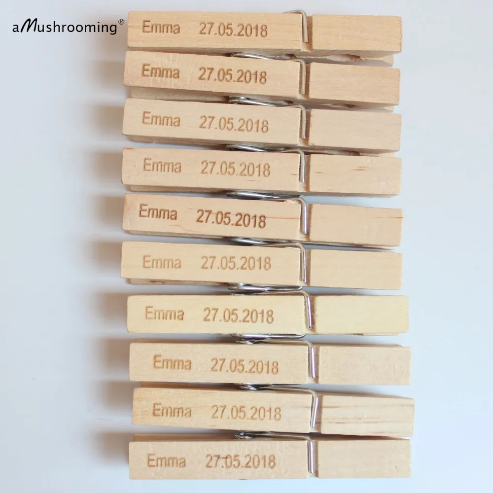 Customized Engrave Name Date Wooden Clothes Pegs for Shower Party Event Wedding Decoration
Customized Engrave Name Date Wooden Clothes Pegs for Shower Party Event Wedding Decoration