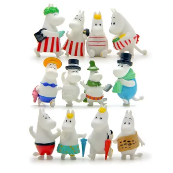 

12 pcs pvc hippopotamus Moomin nicknack Miniature landscape gardening figures home decoration Creative toys gift for kids