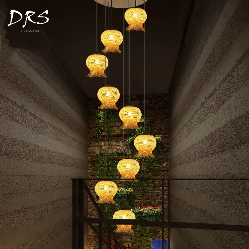 Japanese Rotary Staircase Chandelier Lights Retro Dining Room Creative Pendant Lamp Modern Simple Bamboo Weaving Lampara Para
Japanese Rotary Staircase Chandelier Lights Retro Dining Room Creative Pendant Lamp Modern Simple Bamboo Weaving Lampara Para