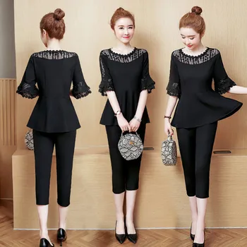 Large Size 2 Piece Set Women Petal Sleeve Year-old Female Costume Lace Ensemble Femme Deux Pieces Women's Summer Suit Ukraine 
Large Size 2 Piece Set Women Petal Sleeve Year-old Female Costume Lace Ensemble Femme Deux Pieces Women's Summer Suit Ukraine