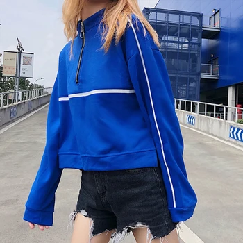 Women Autumn Loose Pullover Plus Size Harajuku Thin Zipper Long-sleeved Loose O-neck Short Tops Warm Outwear
Women Autumn Loose Pullover Plus Size Harajuku Thin Zipper Long-sleeved Loose O-neck Short Tops Warm Outwear