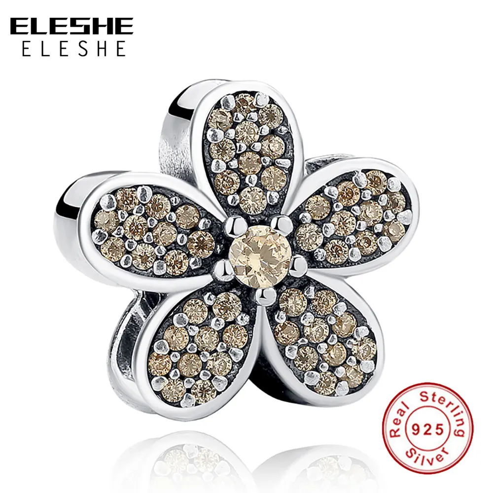 ELESHE High Quality 925 Sterling Silver Yellow Clear CZ Promise Flower Bead Fit Original Charms Bracelets DIY Jewelry
ELESHE High Quality 925 Sterling Silver Yellow Clear CZ Promise Flower Bead Fit Original Charms Bracelets DIY Jewelry