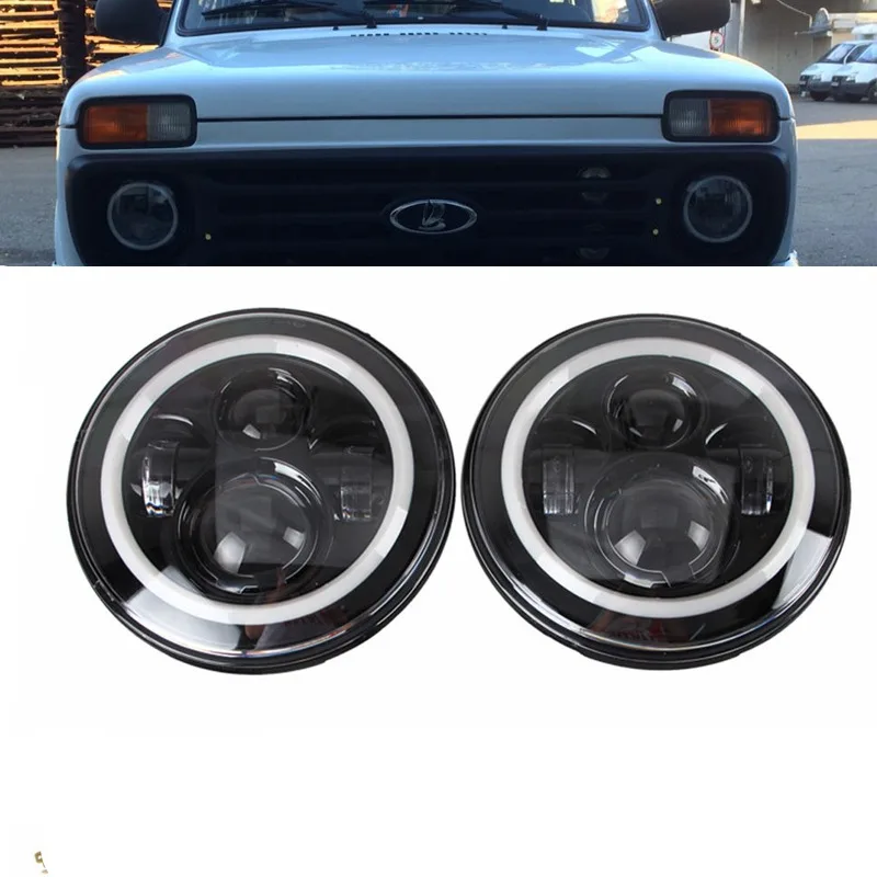For Lada 4x4 urban Niva Headlight 7" Round Halo Headlight With DRL Angel Eyes For Jeep Wrangler Hummer Land rover defender Lamp
For Lada 4x4 urban Niva Headlight 7" Round Halo Headlight With DRL Angel Eyes For Jeep Wrangler Hummer Land rover defender Lamp