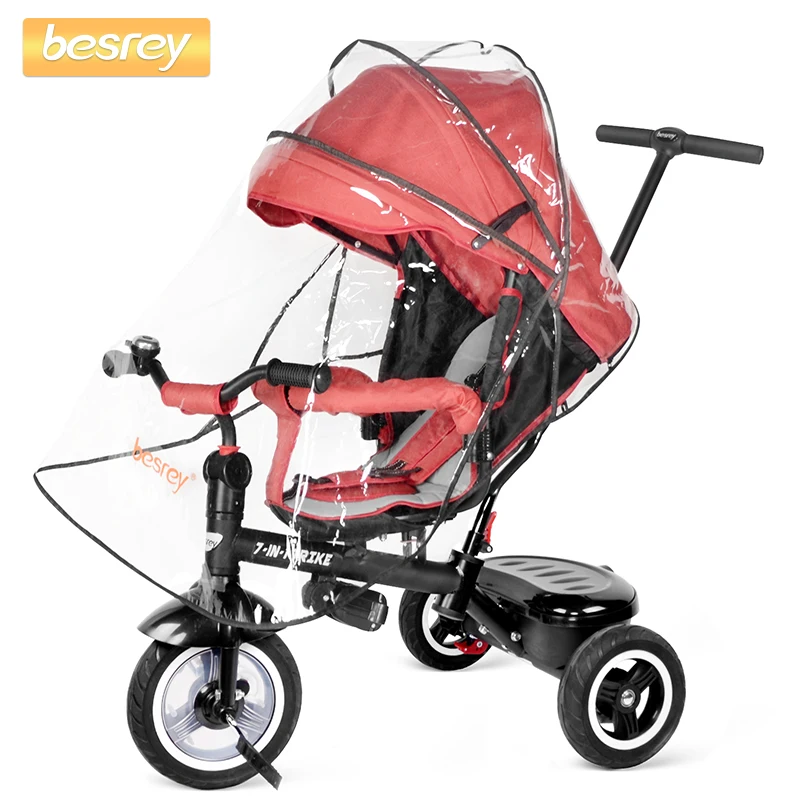 Besrey Kids Trike 7 в 1 трехколесная детская коляска на колесиках с вращающимся и
