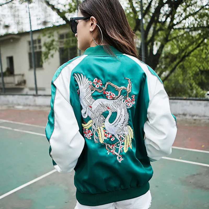 TREND-Setter 2017 Fashion Spring and Autumn Bomber Jacket For Women Cranes Bird Embroidery Green Casual Jacket Coat Outwear 1854
TREND-Setter 2017 Fashion Spring and Autumn Bomber Jacket For Women Cranes Bird Embroidery Green Casual Jacket Coat Outwear 1854