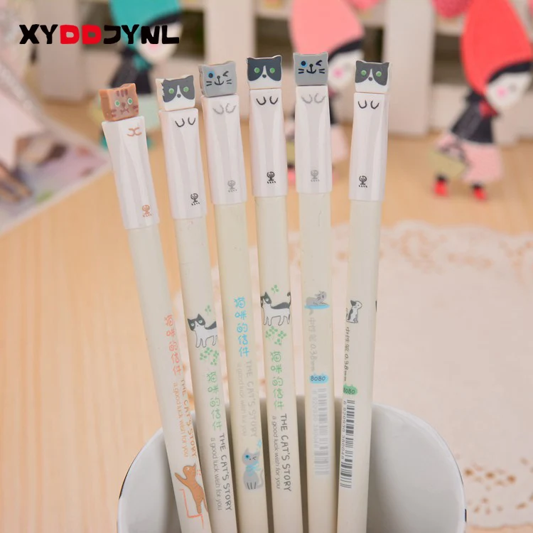 6PCS Cute Cat Gel Pen Kawaii Stationery Click Type 0.38mm Black Ink Pens Papelaria Canetas Material School Supplies
6PCS Cute Cat Gel Pen Kawaii Stationery Click Type 0.38mm Black Ink Pens Papelaria Canetas Material School Supplies