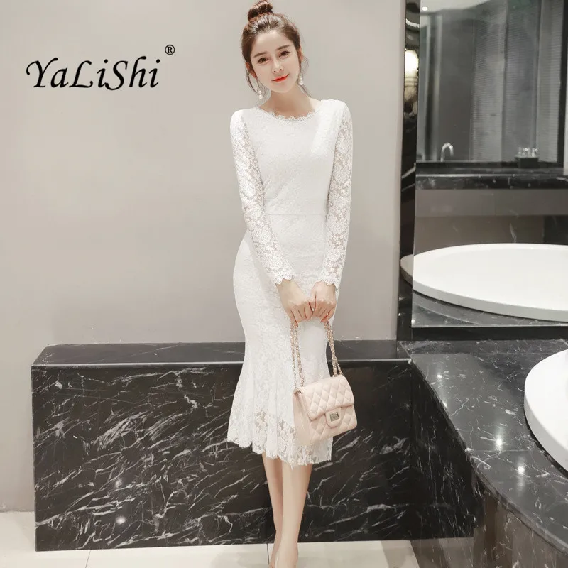2019 Spring Women Dresses White O-Neck Long Sleeves Bandage Bodycon Dress Sexy Party Socialite Lace Mermaid Dress Vestidos
2019 Spring Women Dresses White O-Neck Long Sleeves Bandage Bodycon Dress Sexy Party Socialite Lace Mermaid Dress Vestidos