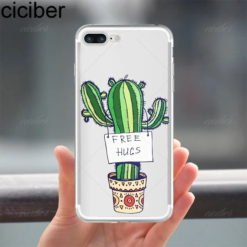 ciciber Phone Cases Fashion Cactus Soft Silicone Clear TPU Back Cover Fundas Coques for Iphone 7 8 6S Plus 5S SE X XR XS MAX