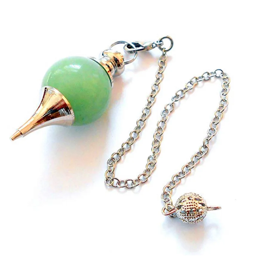 FYJS Unique Silver Plated Metal Chain Pendulum for Dowsing Pendant Round Green Aventurine Jewelry
FYJS Unique Silver Plated Metal Chain Pendulum for Dowsing Pendant Round Green Aventurine Jewelry