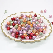 50 pçs 12mm mini flor artificial estames de frutas cereja natal plástico pérola bagas stamen caixa de presente casamento grinalda decorativa(China)