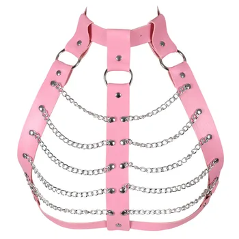 Festival Rave Leather Harness Bra Pink Leather Women Metal Chain Rivet Plus Size Body Harness Cage Top Art Clothing Dance Rave
Festival Rave Leather Harness Bra Pink Leather Women Metal Chain Rivet Plus Size Body Harness Cage Top Art Clothing Dance Rave
