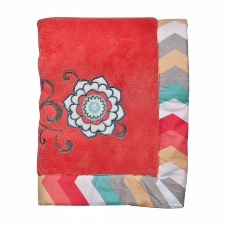 Trend Lab 2 71060 Pom Pom Play Embroidered Coral Fleece Baby Blanket (1)