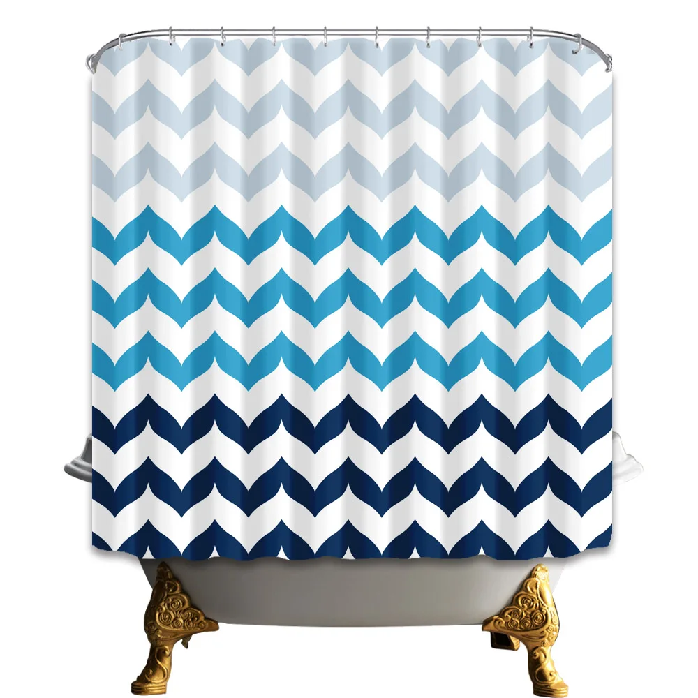 Modern Simple Style Light Blue and Dark Blue Wave Stripe Bathroom Curtains Waterproof and Mildew Proof With 12 Hooks Washable
Modern Simple Style Light Blue and Dark Blue Wave Stripe Bathroom Curtains Waterproof and Mildew Proof With 12 Hooks Washable