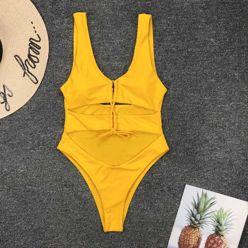 Sexy High Leg Cut Bandage One Picec Swimsuit Women Triangle Hollow Out Swimwear Thong Lace Up Bather Bathing Suit Swim 5269
Sexy High Leg Cut Bandage One Picec Swimsuit Women Triangle Hollow Out Swimwear Thong Lace Up Bather Bathing Suit Swim 5269