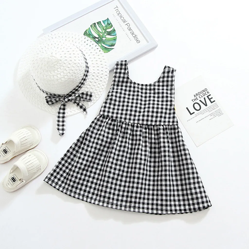 NEW 2019 Toddler Baby Girl Cute Dress Plaid Printed Bow Princess Dress+Hat Outfits Set Clothes Sleeveless Fashion Kids Dress
NEW 2019 Toddler Baby Girl Cute Dress Plaid Printed Bow Princess Dress+Hat Outfits Set Clothes Sleeveless Fashion Kids Dress