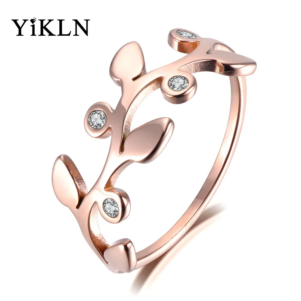 YiKLN Original Design Rhinestone Leaves Rose Gold Color Ring Jewelry For Girls Stainless Steel Anniversary Rings Bague YR19005
YiKLN Original Design Rhinestone Leaves Rose Gold Color Ring Jewelry For Girls Stainless Steel Anniversary Rings Bague YR19005