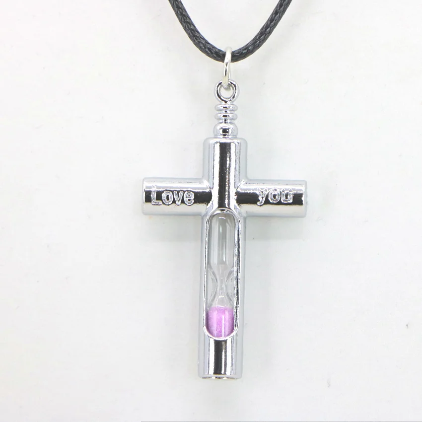 Blue Pink Cross hourglass Pendant Necklace (14)