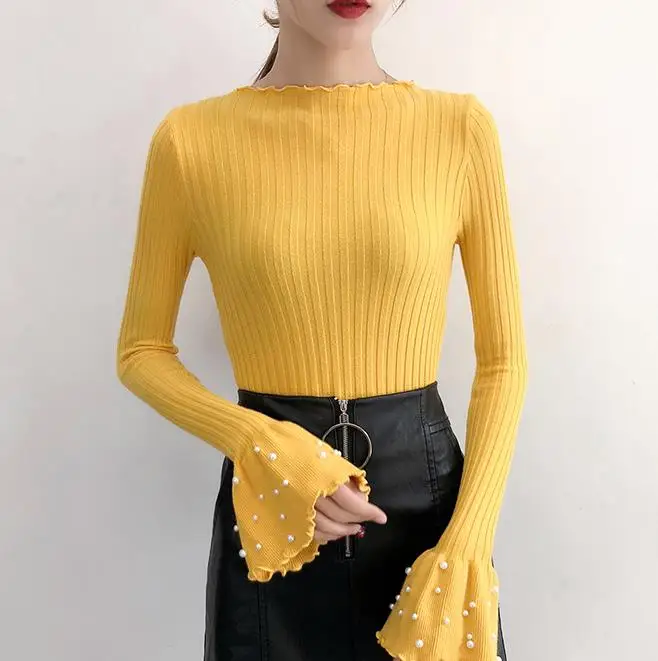 2019 New arrival women blouse autumn winter wear V collar pearl flare sleeves bottoming sweater women top warm keeping
2019 New arrival women blouse autumn winter wear V collar pearl flare sleeves bottoming sweater women top warm keeping