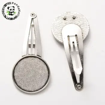 Iron Snap Hair Clip Findings, with Tibetan Style Alloy Flat Round Cabochon Settings Tray: 20mm; 56mm
Iron Snap Hair Clip Findings, with Tibetan Style Alloy Flat Round Cabochon Settings Tray: 20mm; 56mm
