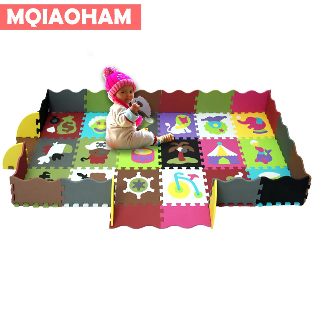MQIAOHAM baby EVA Foam Play Puzzle Mat 16 or 18pcs/lot Interlocking Exercise Tiles Floor Carpet Rug for Kid,1cm/1.2 Thick soft
