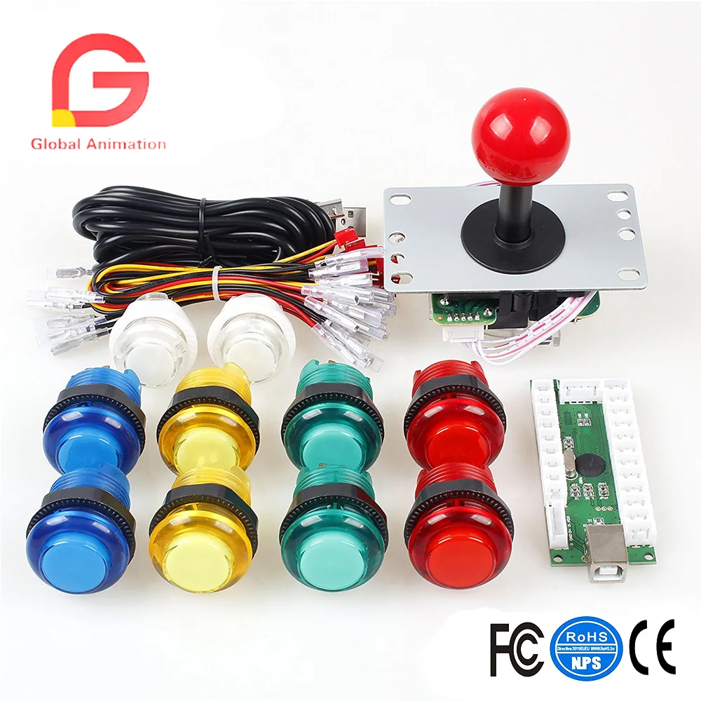 Zero Delay USB Encoder To PC Games Red Joystick+10xLEDIlluminated Push Buttons For Arcade Joystick DIY Kits Parts Mame Raspberry
Zero Delay USB Encoder To PC Games Red Joystick+10xLEDIlluminated Push Buttons For Arcade Joystick DIY Kits Parts Mame Raspberry