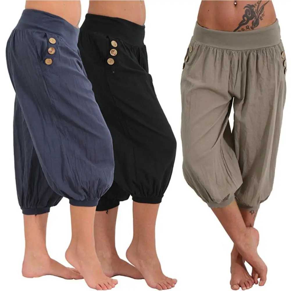 Mention women Leisure Elastic Linen Side Pockets Women Cropped Pants Summer Loose Trousers
Mention women Leisure Elastic Linen Side Pockets Women Cropped Pants Summer Loose Trousers