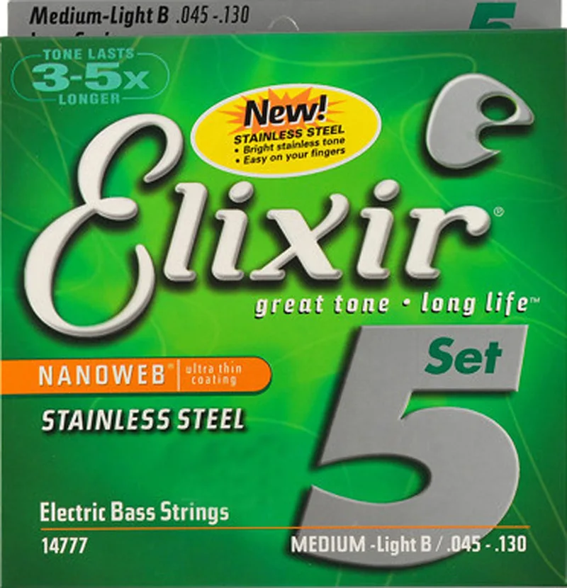 

Elixir 14777 Long Scale Electric Bass Strings 5-String Medium Light (.045 .065 .085 .105 .125)