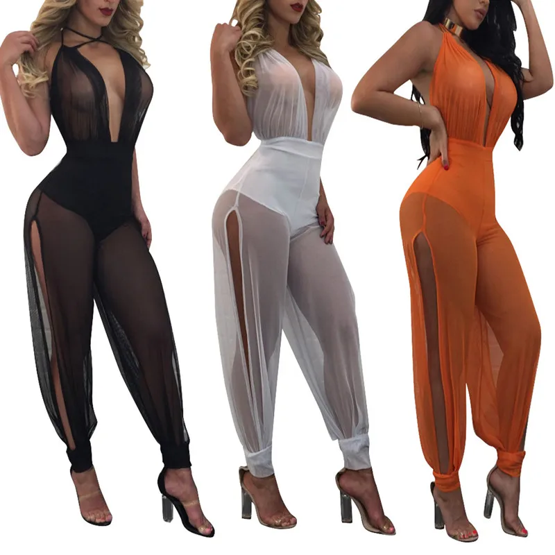 Nightclub Style Streetwear Fashion Sexy Mesh Jumpsuit Halter Neck Backless Open Back Two Sides Straight Pants Lantern Type
Nightclub Style Streetwear Fashion Sexy Mesh Jumpsuit Halter Neck Backless Open Back Two Sides Straight Pants Lantern Type