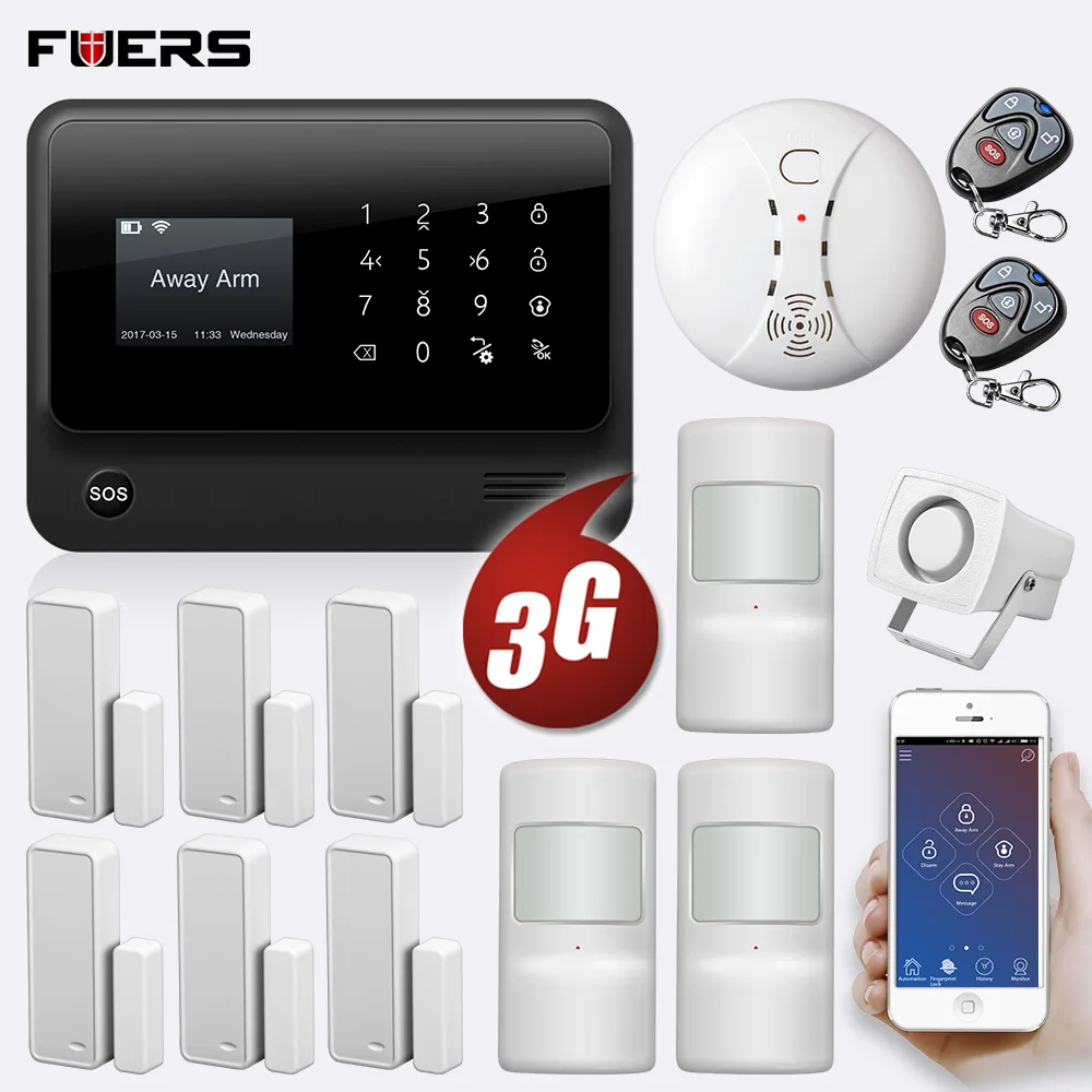 

FUERS 3G G90B WiFi GSM Alarm System Security Home Alarm 850 900 1800 1900MHz With Screen Display IOS App Control SMS Alarm