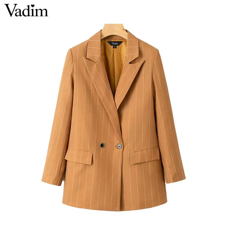 Vadim women striped blazer pockets double breasted long sleeve female casual coats office wear stylish outerwear tops CA371
Vadim women striped blazer pockets double breasted long sleeve female casual coats office wear stylish outerwear tops CA371
