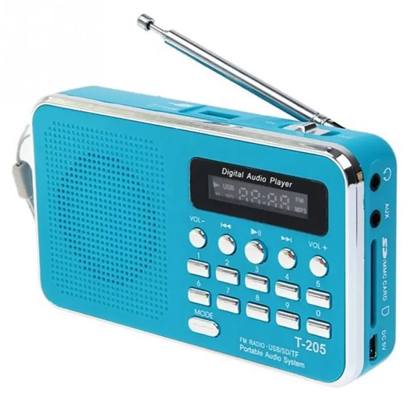 

Portable T205 FM Radio MP3 Player Mini Music Speaker Multifunctional Sound Box Support TF/SD Card USB AUX Audio Input