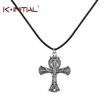 Kinitial 1Pcs Ankh Egyptian Cross Necklaces Pendants Egypt Style Men Choker Antique Silver Charm Party Necklace Jewelry Gift
