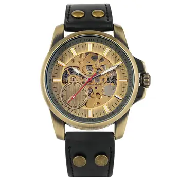 Men's Automatic Mechanical Watch Genuine Leather Strap Wristwatch Bronze Case Hollow-out Dial
Men's Automatic Mechanical Watch Genuine Leather Strap Wristwatch Bronze Case Hollow-out Dial