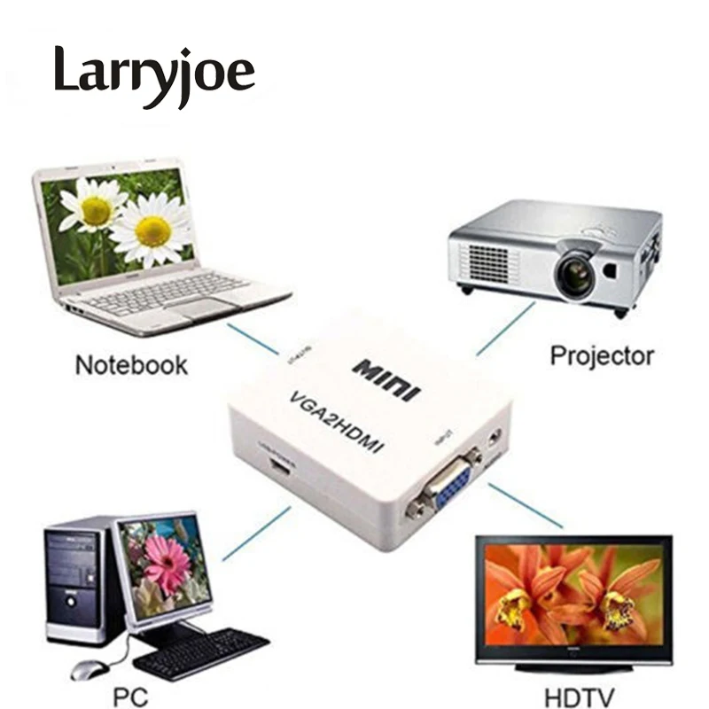 Larryjoe Mini 1080P VGA to HDMI adapter Converter VGA2HDMI Converter Connector with Audio for PC Laptop to HDTV Projector
Larryjoe Mini 1080P VGA to HDMI adapter Converter VGA2HDMI Converter Connector with Audio for PC Laptop to HDTV Projector