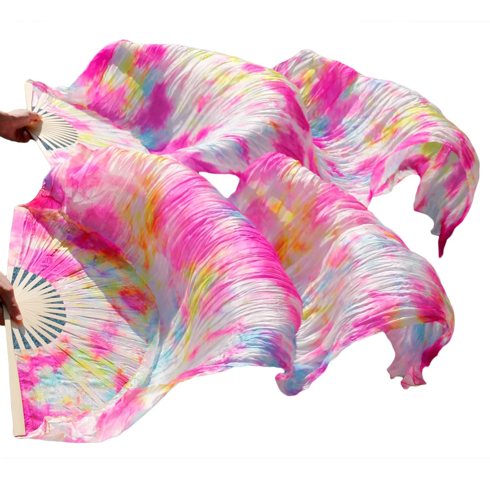 Фото High selling 100% Real Natural Silk Veils 1 Pair handmade women Dance Accessories Belly Fans mix color 180*90 | Тематическая одежда