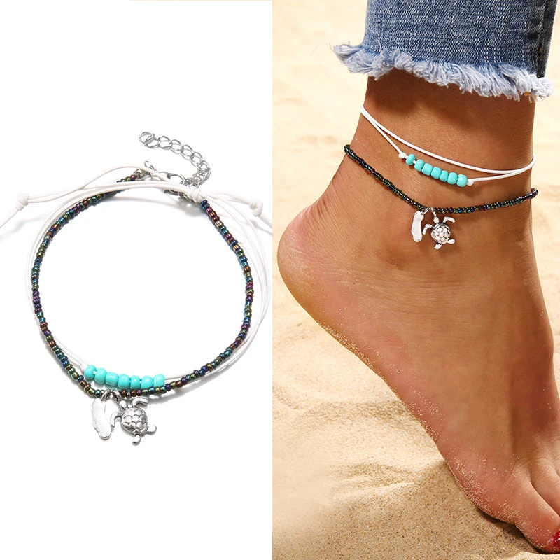 2pcs/set Turtle Beads Anklets Multi Layer Anklet Rope Chain Handmade Anklet Bohemian Beach Foot Jewelry Gift for Women Girl
2pcs/set Turtle Beads Anklets Multi Layer Anklet Rope Chain Handmade Anklet Bohemian Beach Foot Jewelry Gift for Women Girl