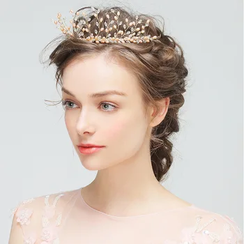 Honored Pink Freshwater Pearls Wedding Hair Accessories Gold Floral Wedding Hair Tiara Gift for Brides Handmade Crown Headbands
Honored Pink Freshwater Pearls Wedding Hair Accessories Gold Floral Wedding Hair Tiara Gift for Brides Handmade Crown Headbands
