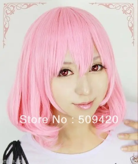 Free Shipping>>>project Saigyouji Yuyuko Short Pink Curly Cosplay Wavy Wig DS |