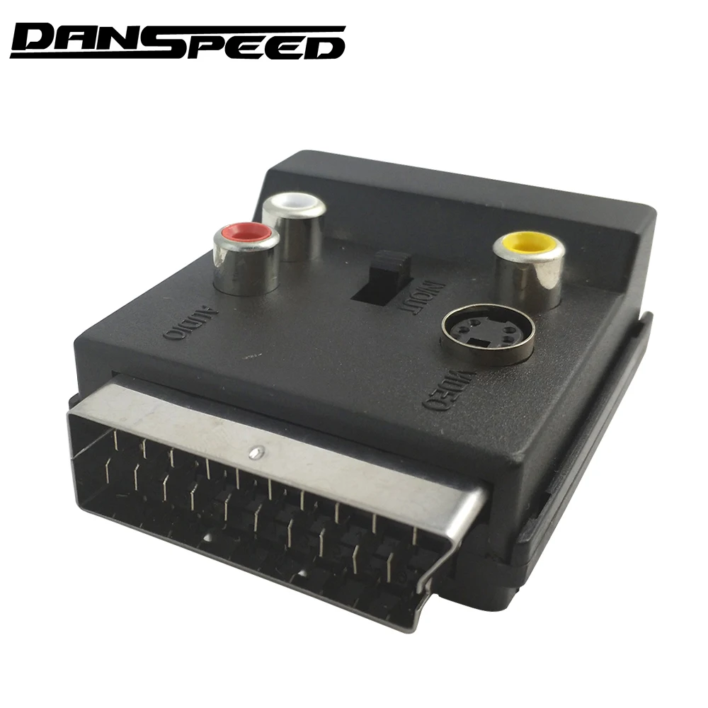 DANSPEED 3 RCA SCART Adapter Converter AV Block To 3 Phono Composite or S-Video With In/Out Switch
DANSPEED 3 RCA SCART Adapter Converter AV Block To 3 Phono Composite or S-Video With In/Out Switch
