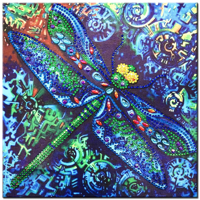 RUBOS DIY 5D Diamond Embroidery Blue Oil Dragonfly Animal Diamond Painting Special Bead Big Pearl Diamond Mosaic Sale Wall Decor (5)